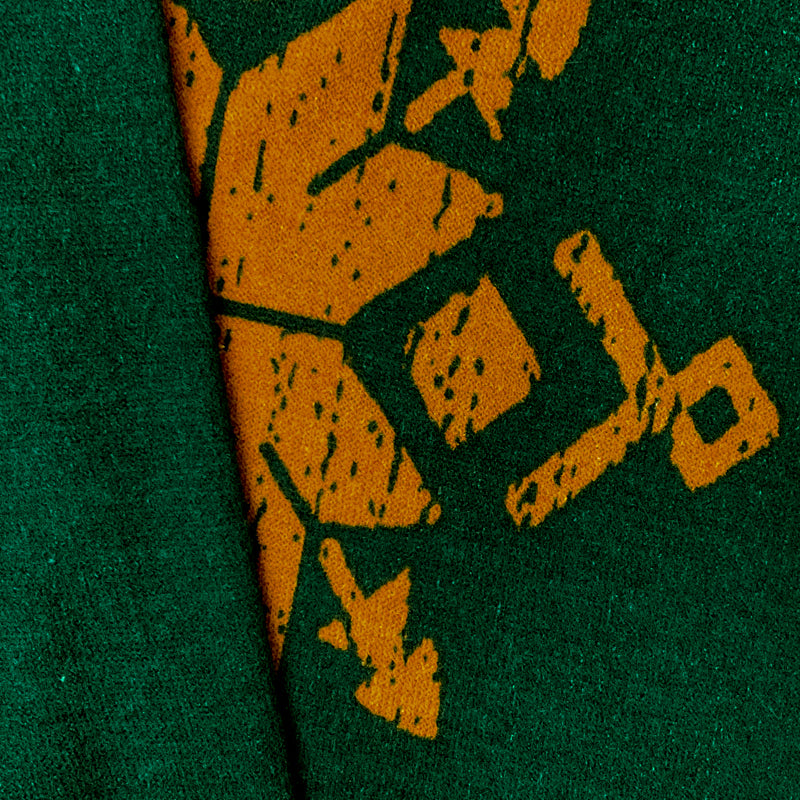 Green-Orange Poly Stretch Aztec Print Jersey Sweater Knit Fabric