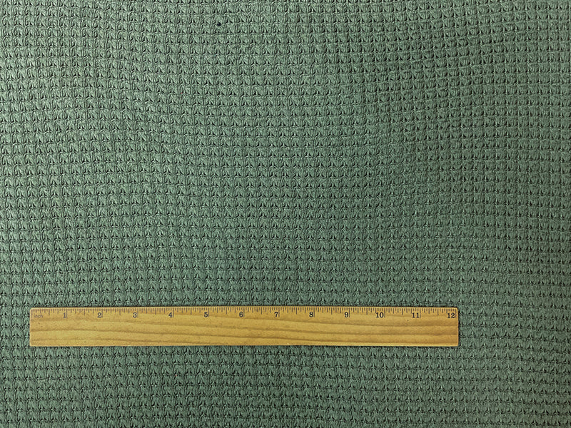 Green Rayon Spandex Stretch Patterned Waffle Knit Fabric