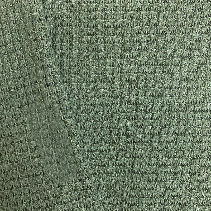 Green Rayon Spandex Stretch Patterned Waffle Knit Fabric