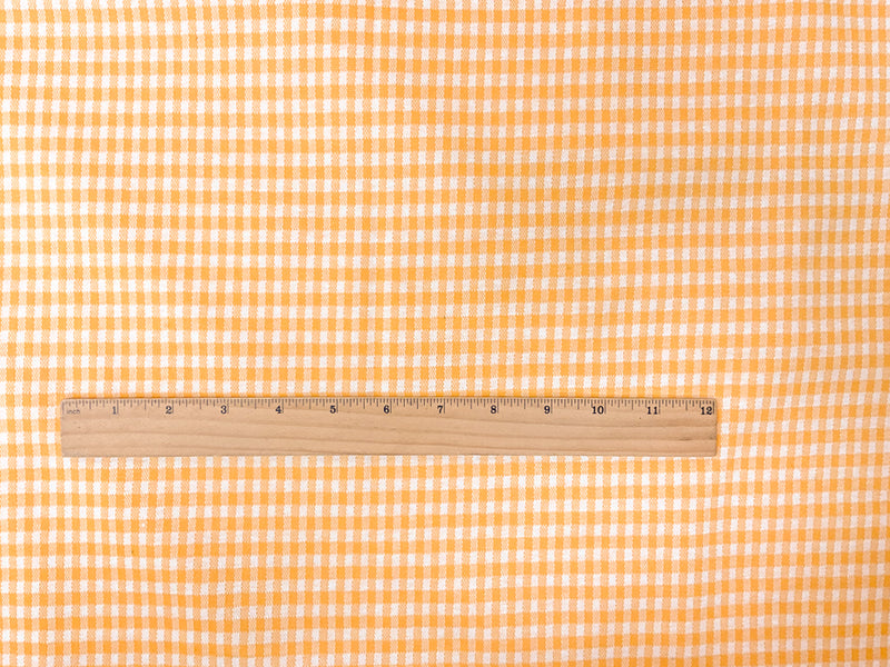 Yellow-White Poly Check Gingham Double Jacquard Knit Fabric