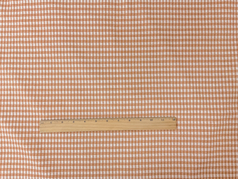 Brown-Beige Poly Stretch Gingham Double Jacquard Knit Fabric