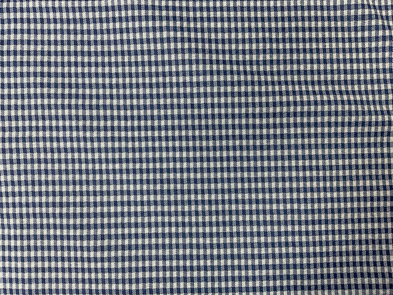 Navy-White Poly Stretch Check Gingham Double Jacquard Knit Fabric