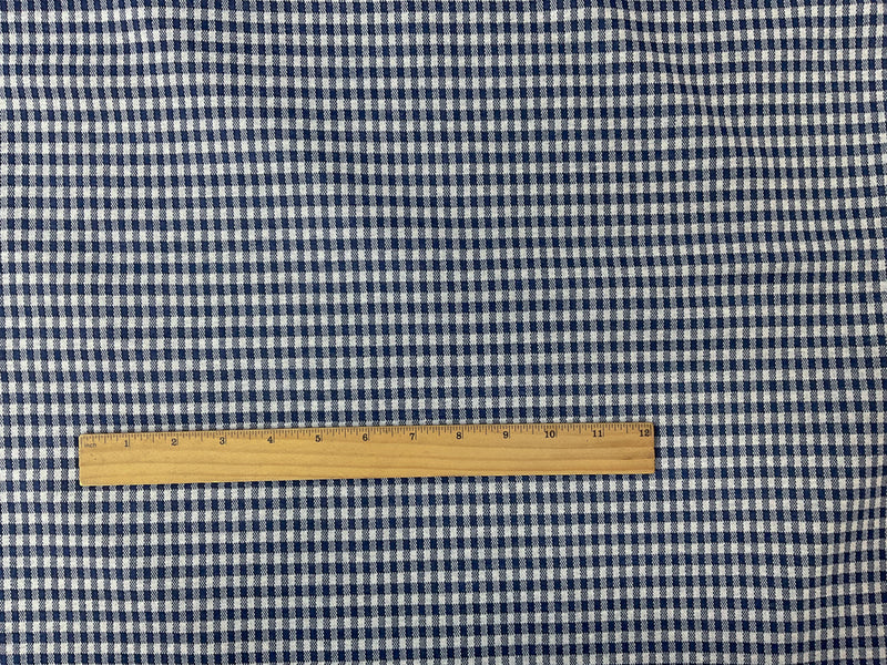 Navy-White Poly Stretch Check Gingham Double Jacquard Knit Fabric