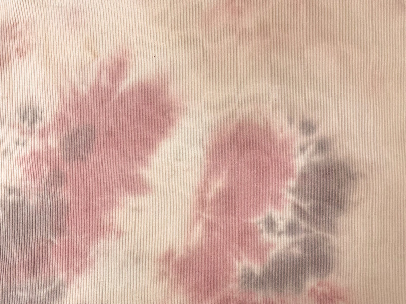 Pink-Purple Rayon Stretch Tie Dye Brushed Face Rib Knit Fabric