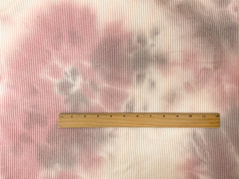 Pink-Purple Rayon Stretch Tie Dye Brushed Face Rib Knit Fabric