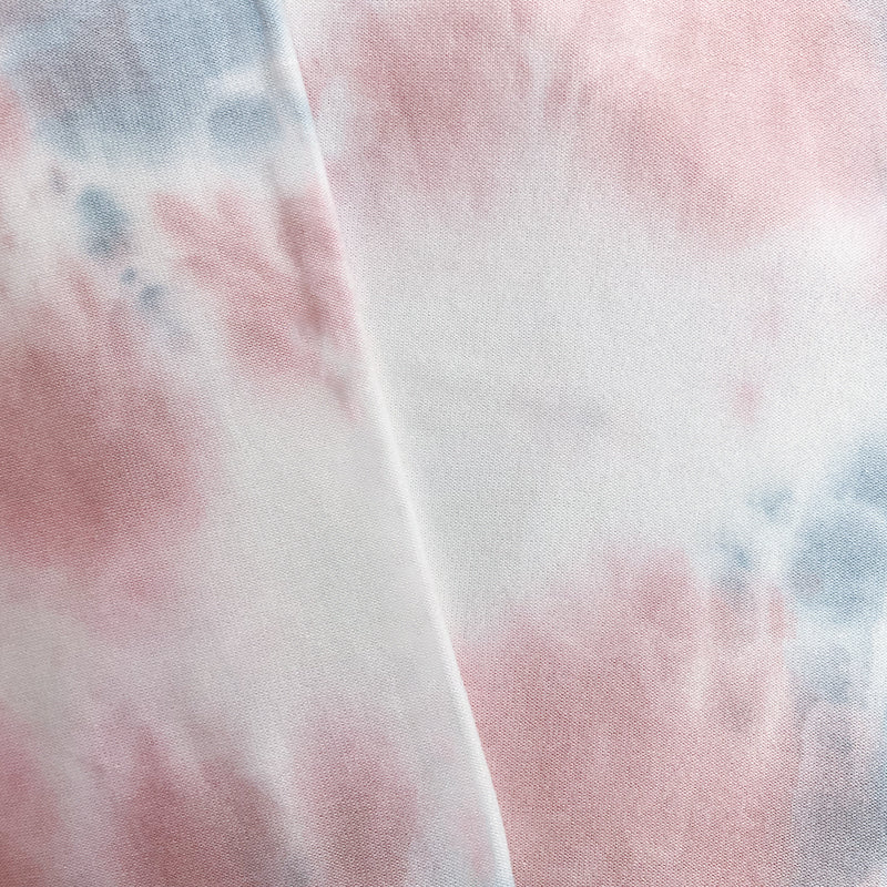 Blue-Pink Rayon Stretch Tie Dye Brushed Face Jersey Knit Fabric