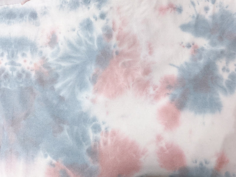 Blue-Pink Rayon Stretch Tie Dye Brushed Face Jersey Knit Fabric