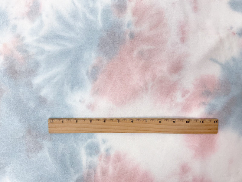 Blue-Pink Rayon Stretch Tie Dye Brushed Face Jersey Knit Fabric