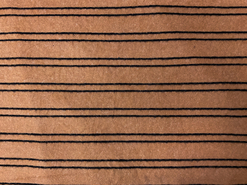 Brown-Black Cotton Stripe Brushed Face Jersey Knit Fabric