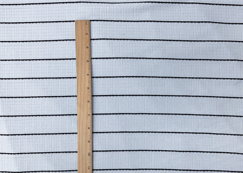 Blue-Black Poly Rayon Stretch Stripe Irregular Rib Knit Fabric