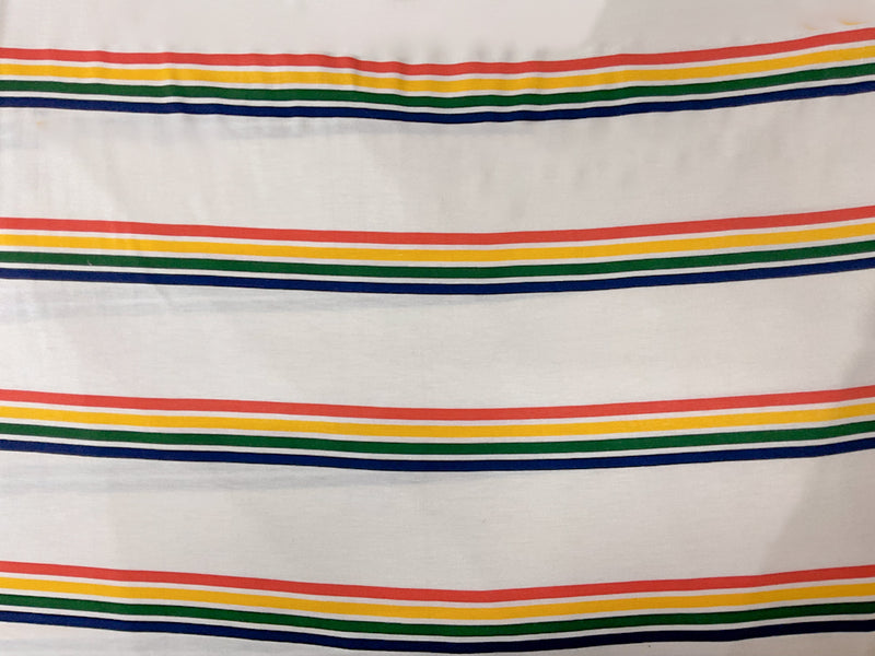 Ivory-Multi Rayon Stretch Stripe Jersey Knit Fabric