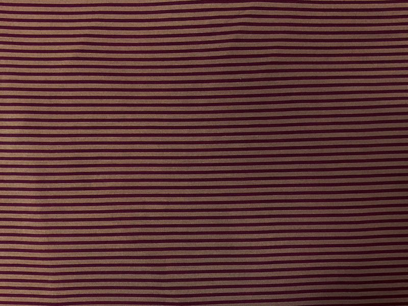 Burgundy-Brown Rayon Spandex Stretch Stripe Jersey Knit Fabric