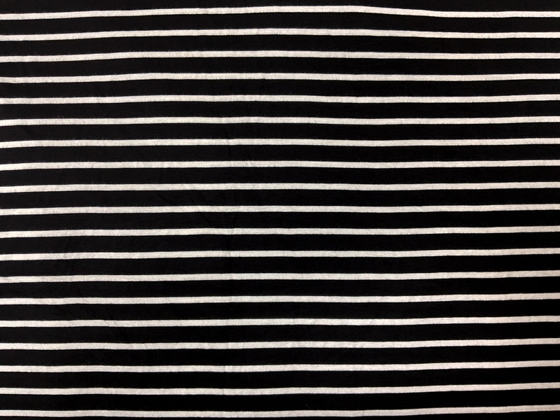 Black-White Rayon Spandex Stretch Stripe Jersey Knit Fabric