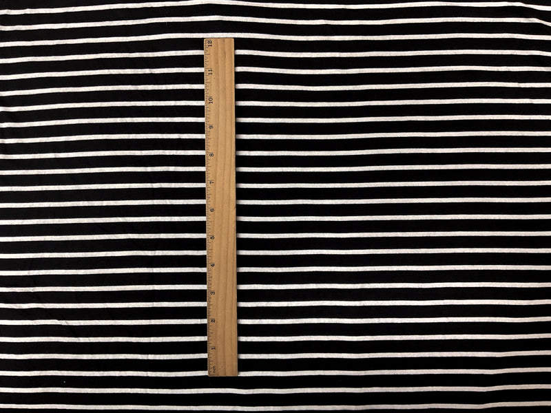 Black-White Rayon Spandex Stretch Stripe Jersey Knit Fabric