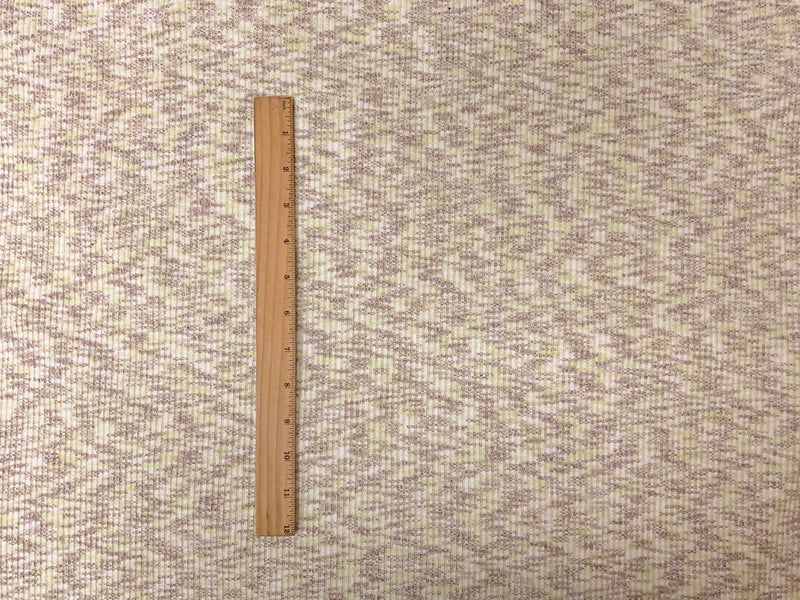 Green-Brown-White Poly Rayon Texture Stretch Rib Knit Fabric