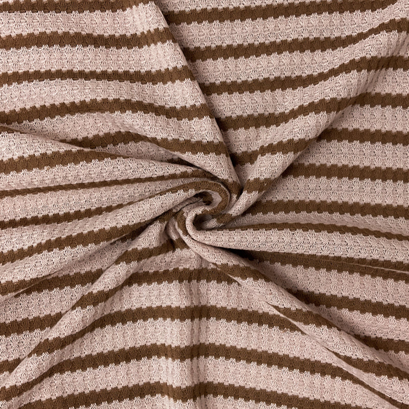 Peach-Brown Poly Rayon Spandex Stretch Fancy Rib Knit Fabric