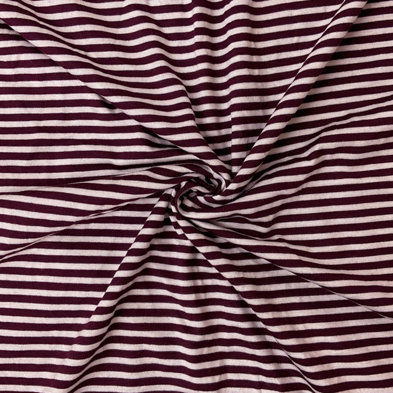 Red-White Rayon Spandex Stripe Jersey Knit Fabric