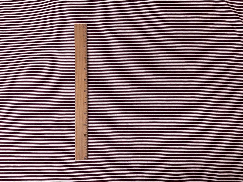 Red-White Rayon Spandex Stripe Jersey Knit Fabric