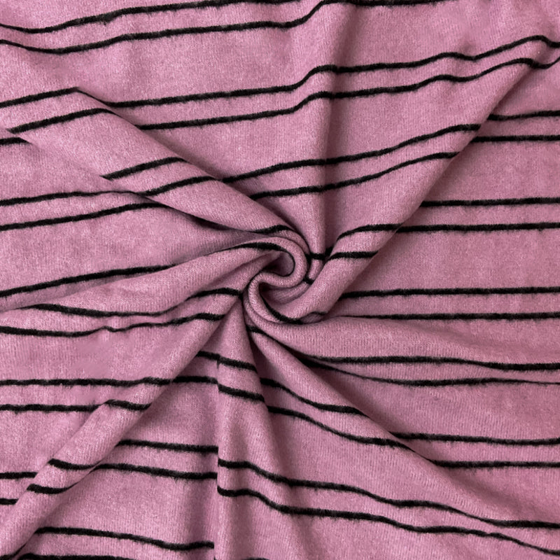 Purple Rayon Poly Spandex Stripe Brushed Face Jersey Knit Fabric