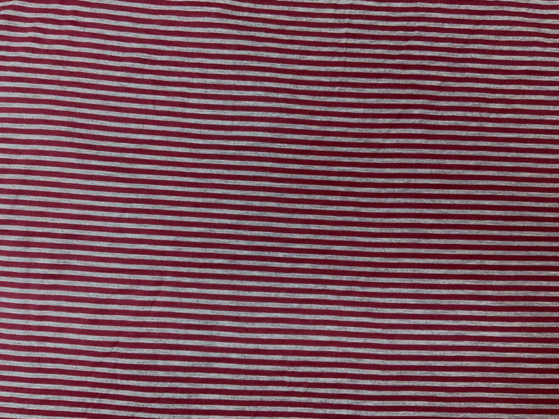 Red-Gray Rayon Spandex Stripe Jersey Knit Fabric