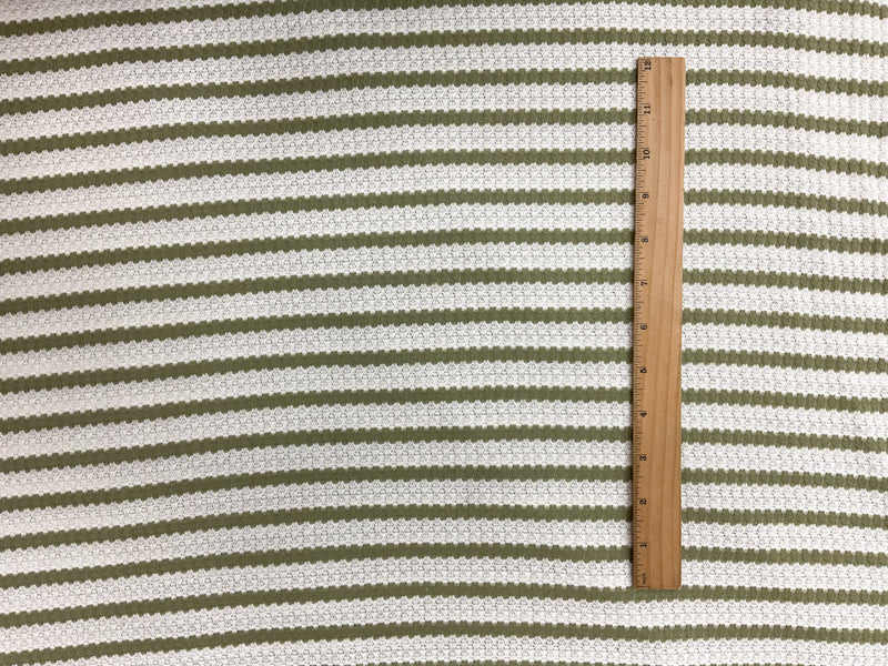 Green-White Poly Rayon Spandex Stretch Fancy Rib Knit Fabric