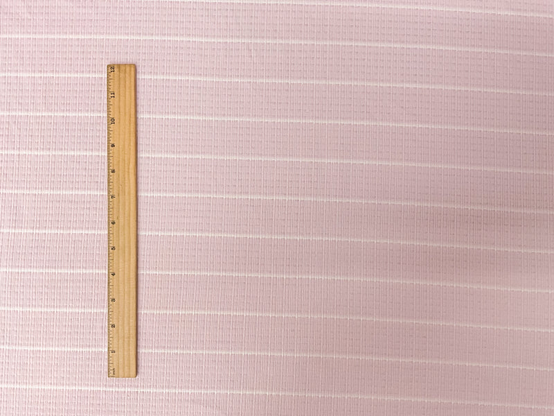 Pink-White Poly Rayon Stretch Stripe Pointelle Rib Knit Fabric