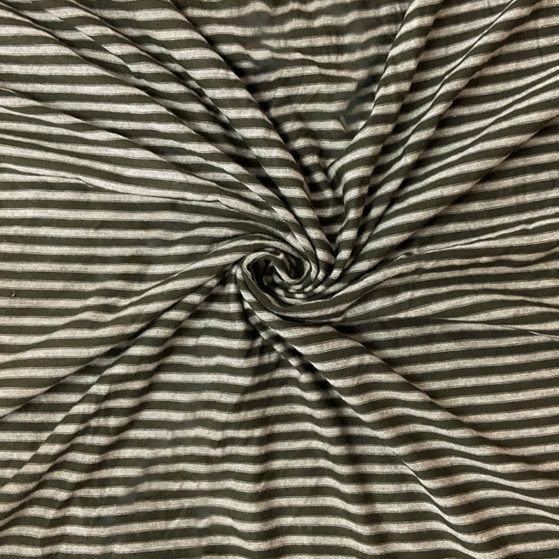 Green-Gray Rayon Spandex Stripe Jersey Knit Fabric