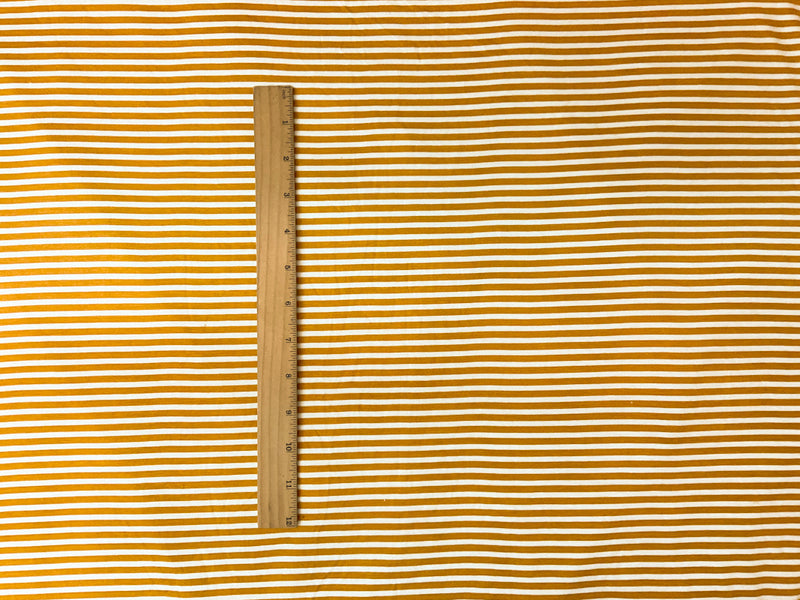 Yellow-Ivory Rayon Spandex Stripe Jersey Knit Fabric