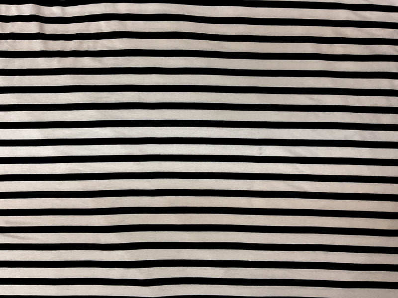 White-Black Rayon Spandex Stripe Jersey Knit Fabric