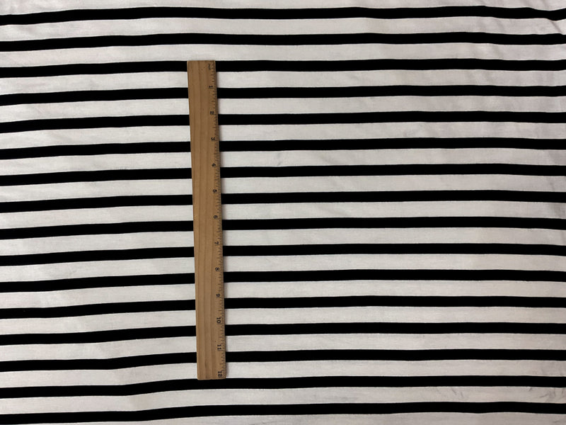 White-Black Rayon Spandex Stripe Jersey Knit Fabric