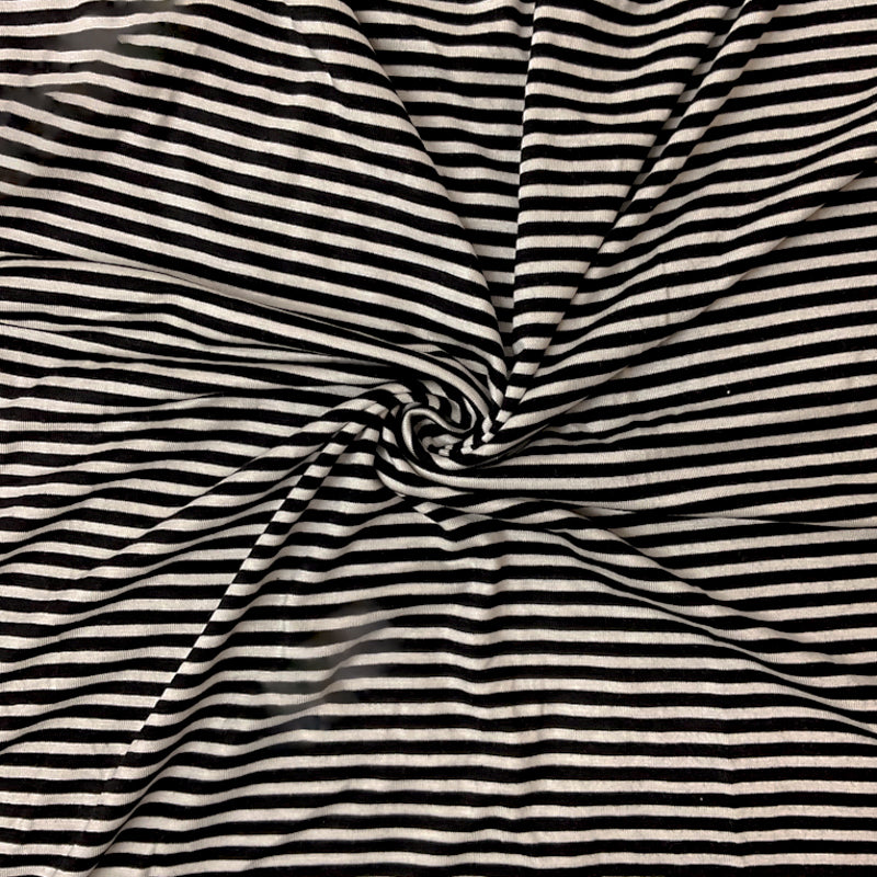 Black-Light Ivory Rayon Spandex Stripe Jersey Knit Fabric