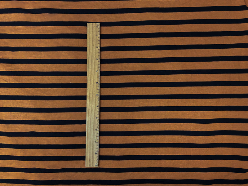 2 YD PC-Black-Brown Rayon Spandex Stripe Jersey Knit Fabric
