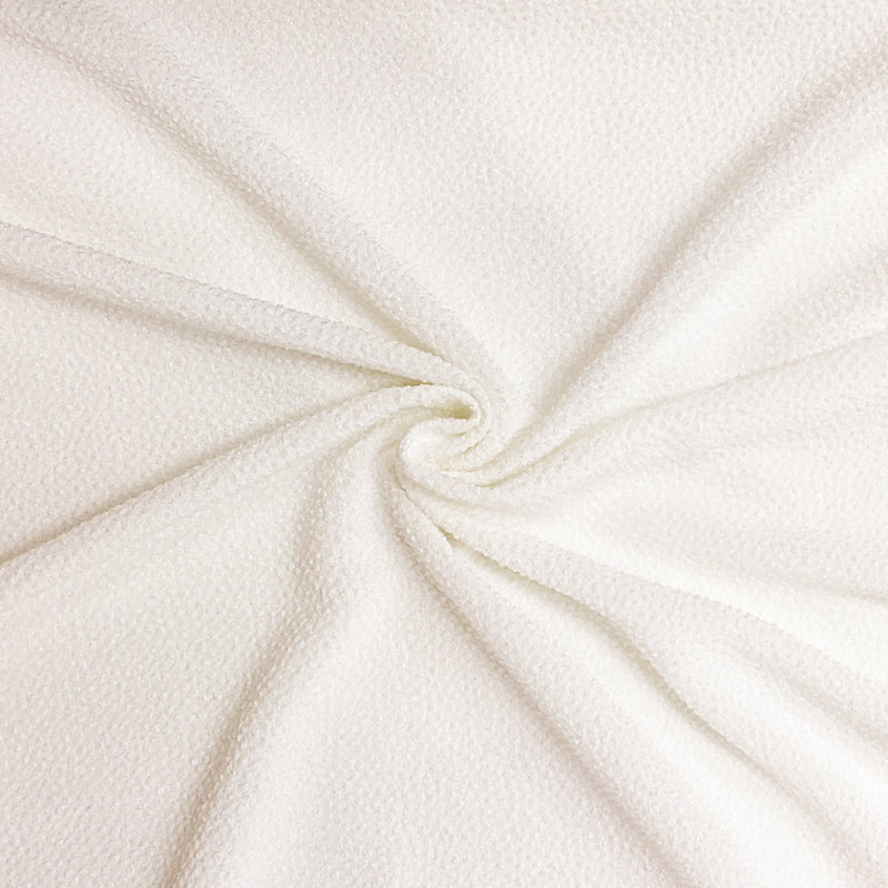 White Poly Spandex Stretch Texture Double Knit Fabric