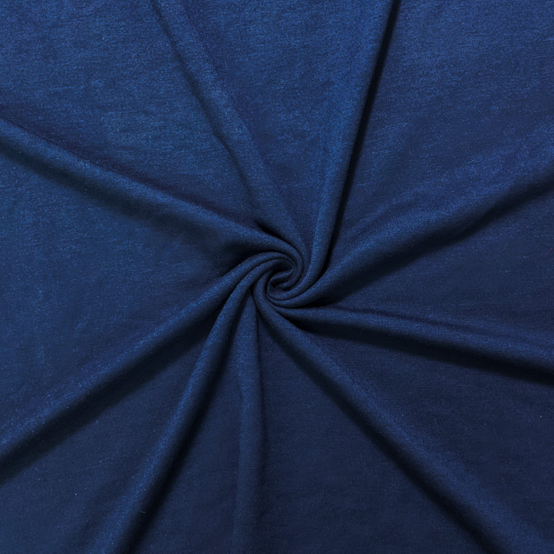 Navy Blue Poly Cotton Spandex Solid Baby French Terry Knit Fabric