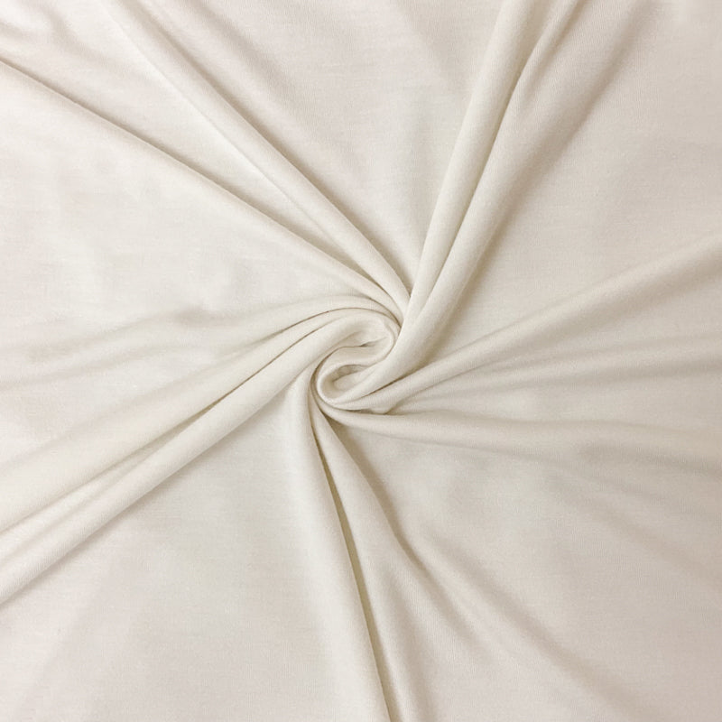 White Cotton Spandex Stretch Solid Jersey Knit Fabric