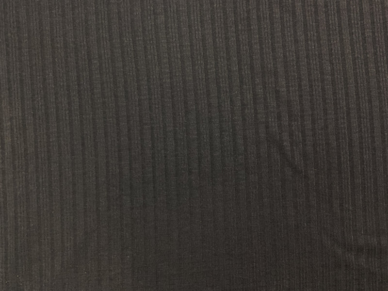 Black Poly Rayon Spandex Stretch Solid Rib Knit Fabric