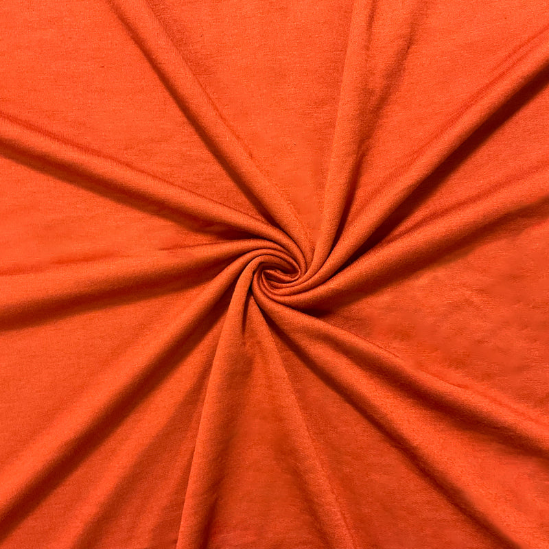 Orange Poly Cotton Spandex Solid Baby French Terry Knit Fabric