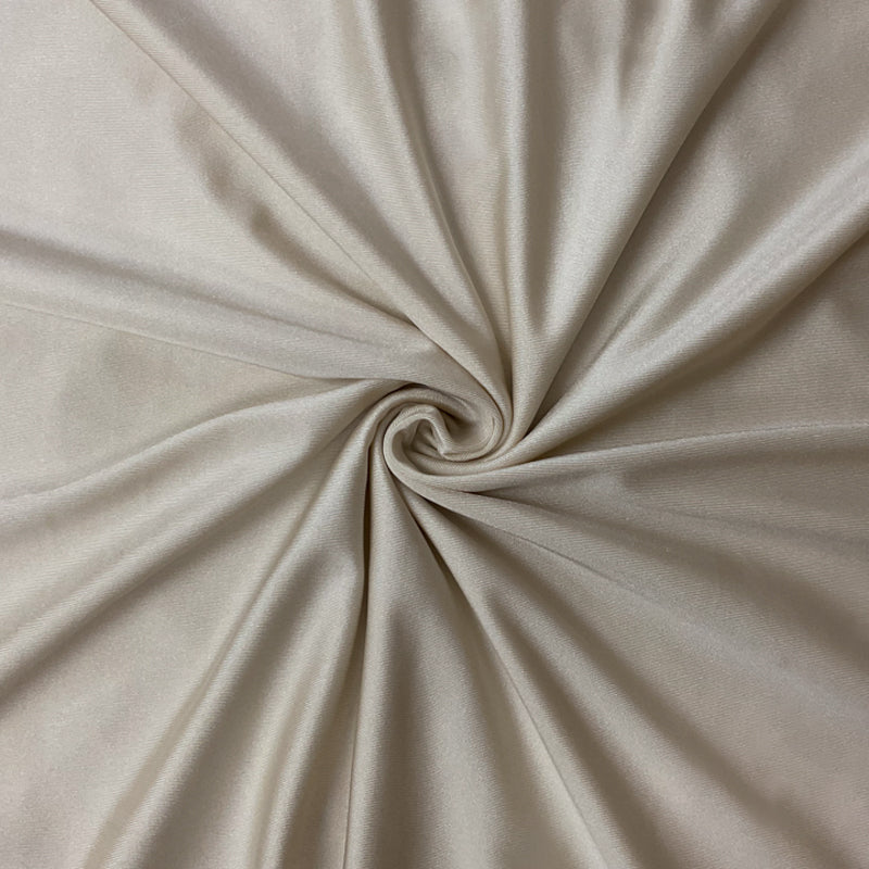 Ivory Poly Spandex Stretch Shiny Solid Tricot Yoga Knit Fabric