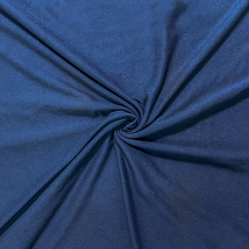 Dark Blue Poly Spandex Solid Double Brush Jersey Knit Fabric