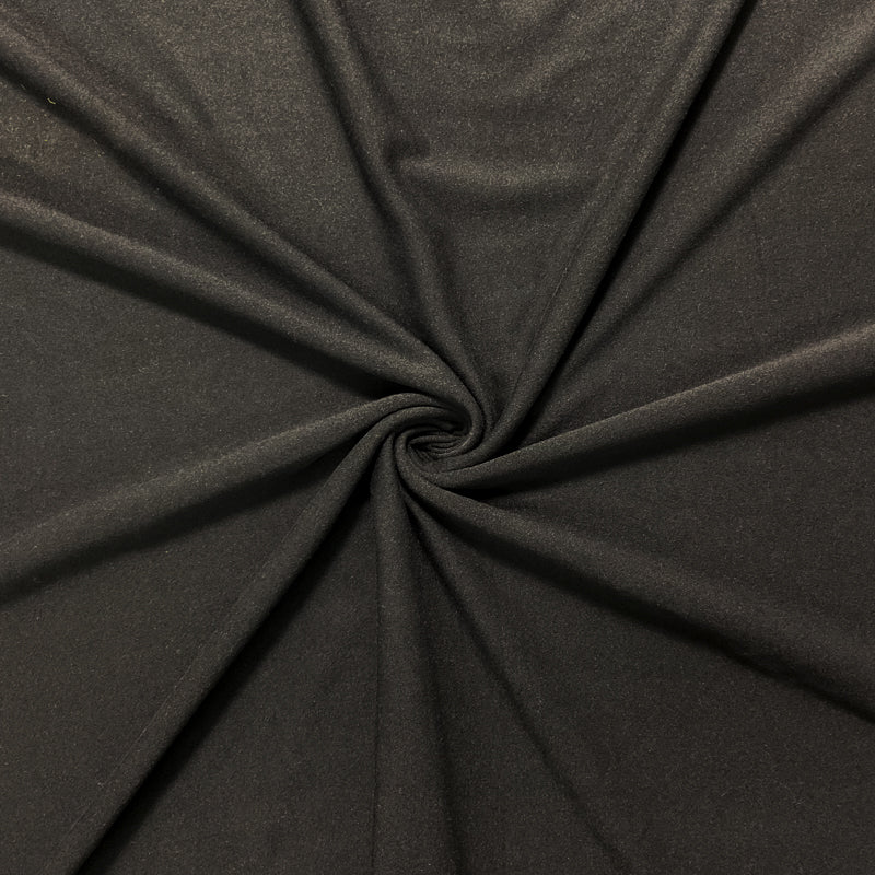 Black Poly Spandex Solid Double Brush Jersey Knit Fabric