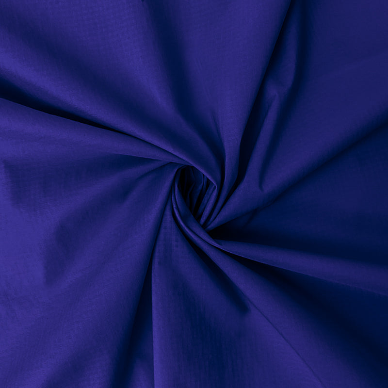 Blue Nylon DWR Micro Gingam-Plaid Ripstop Woven Fabric