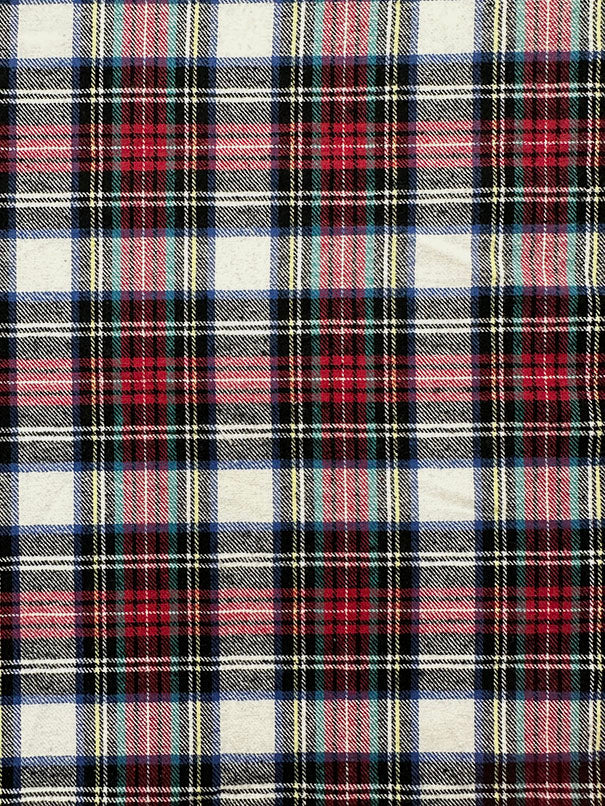 White Multi Tartan Plaid Yarn Dyed Flannel Fabric