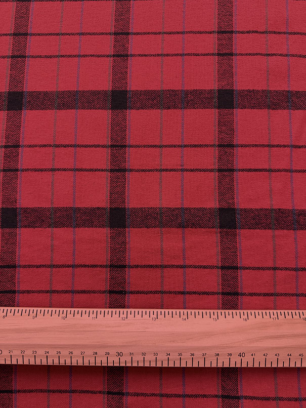 Red Multi Yarn Dyed Plaid Flannel Fabric