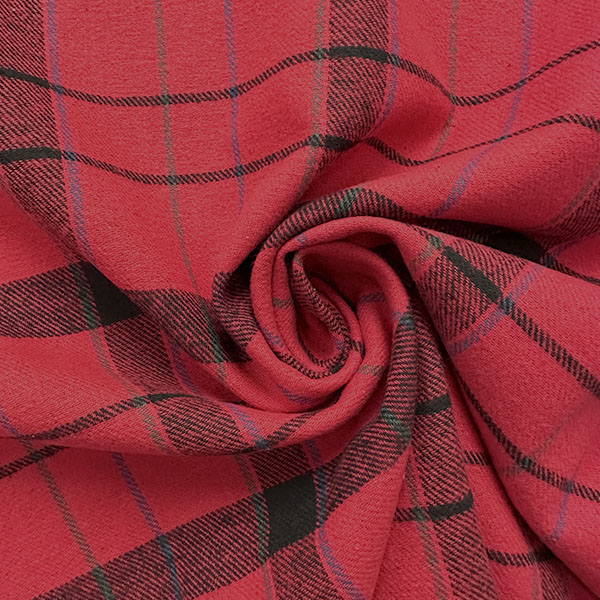 Red Multi Yarn Dyed Plaid Flannel Fabric