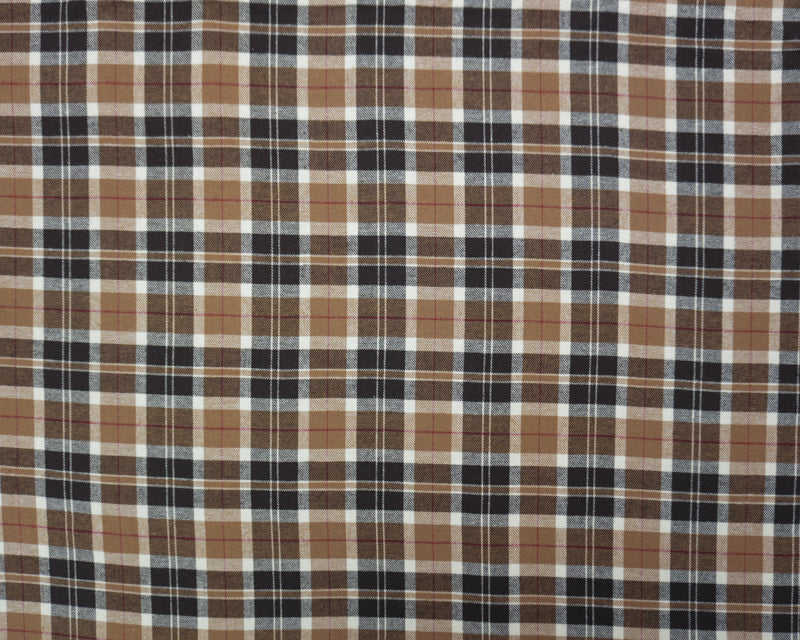 Brown-Red-Multi Cotton Yarn Dyed Plaid Flannel Woven Fabric