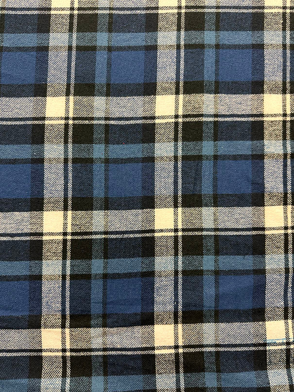 White and Blue Multi Yarn Dyed Plaid Flannel Fabric