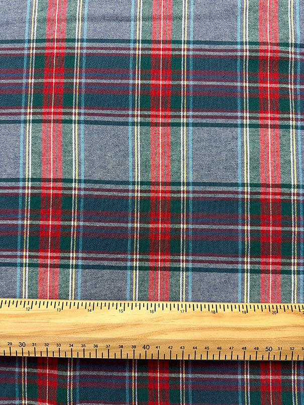 Denim Look Multi Yarn Dyed Plaid Flannel Fabric