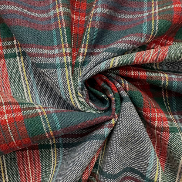 Denim Look Multi Yarn Dyed Plaid Flannel Fabric