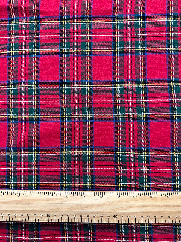 Red Multi Tartan Plaid Yarn Dyed Flannel Fabric
