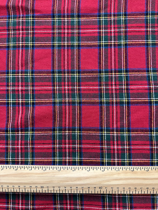 Red Multi Tartan Plaid Yarn Dyed Flannel Fabric